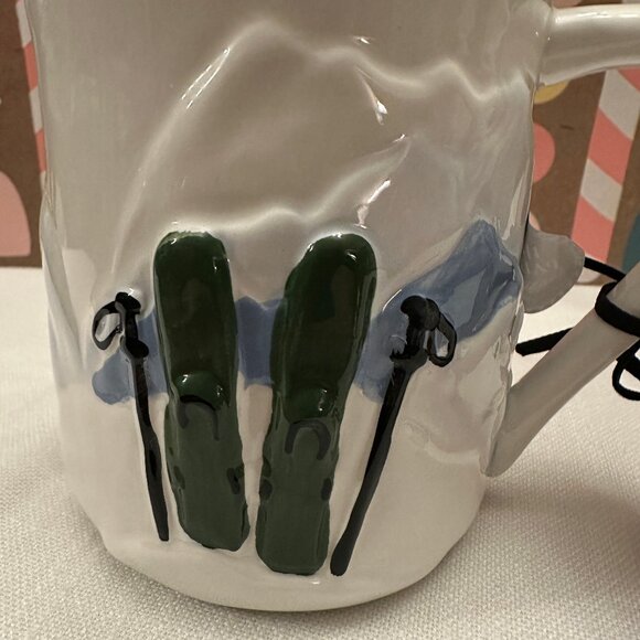 Peppermint & Pine Green Skis, Snow, Mountains Mug NWT 2025 Hand Painted - Picture 2 of 6